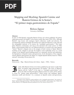 Mapping and Mocking: Spanish Cuisine and Ramón Gómez de la Serna’s (Inglés)