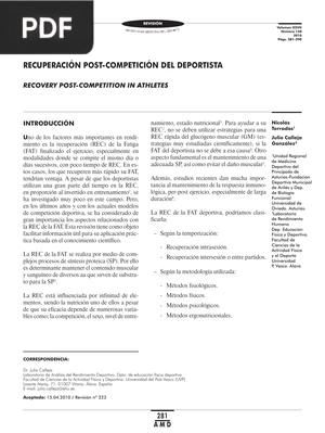 Recuperación post-competición del deportista