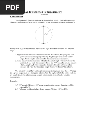 An Introduction to Trigonometry (Inglés)