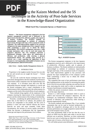 Applying the Kaizen Method and the 5S Technique in the Activity of Post-Sale Services in the Knowledge-Based Organization (Inglés)