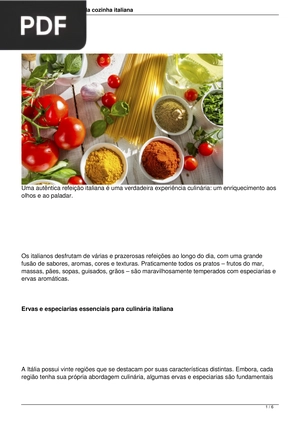 As ervas e especiarias da cozinha italiana (Portugués) (Artículo)