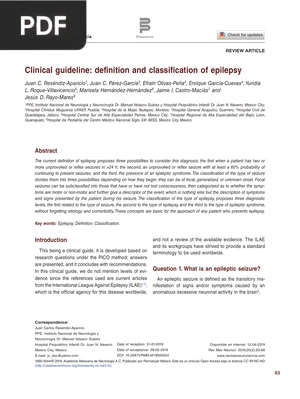 Clinical guideline: definition and classification of epilepsy (Artículo)