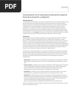 Computación en la nube para la educación superior: Guía de evaluación y adopción (Articulo)