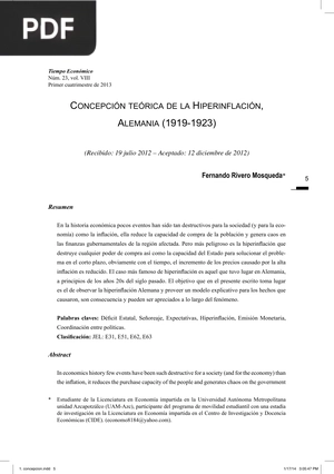 Concepción teórica de la Hiperinflación, Alemania (1919-1923)