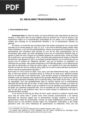 El idealismo trascendental. Kant