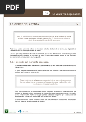 La venta y la negociación: Cierre de la venta