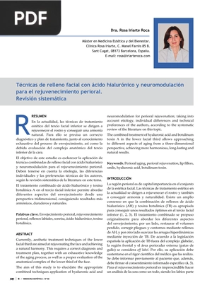 Técnicas de relleno facial con ácido hialurónico y neuromodulación para el rejuvenecimiento perioral (Articulo)