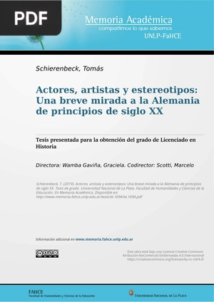 Actores, artistas y estereotipos: Una breve mirada a la Alemania de principios de siglo XX