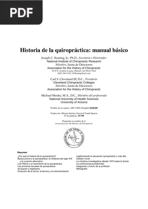 Historia de la quiropráctica: manual básico