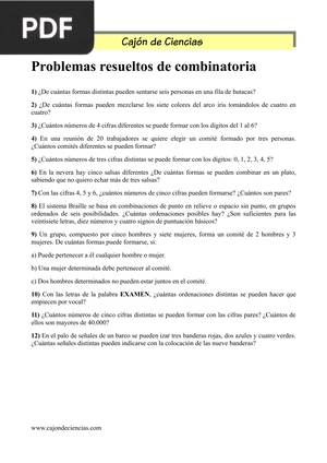 Problemas resueltos de combinatoria (Articulo)