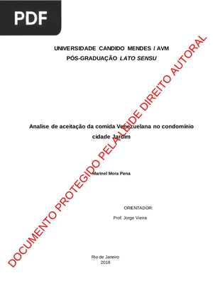 Analise de aceitação da comida Venezuelana no condomínio cidade Jardim (Portugués)