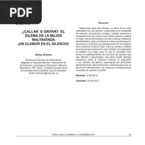 ¿Callar o gritar? El dilema de la mujer maltratada ¡Un clamor en el silencio!