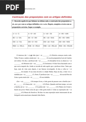 Contração das preposições com os artigos definidos