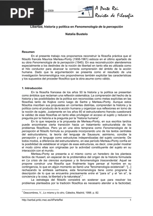 Libertad, historia y política en Fenomenología de la percepción