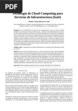 Tecnología de Cloud Computing para Servicios de Infraestructura (IaaS)