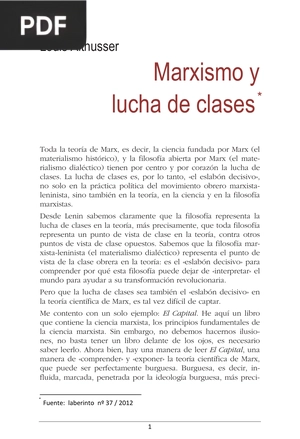 Marxismo y lucha de clases (Articulo)