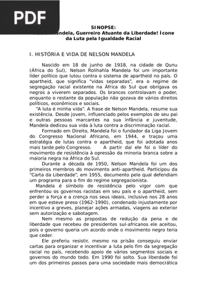 Nelson Mandela, Guerreiro Atuante da Liberdade! Ícone da Luta pela Igualdade Racial (Portugés) (Artículo)