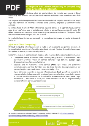 Perspectivas de negocio del CloudComputing o porqué hay que llevar nuestros proyectos a Internet (Articulo)