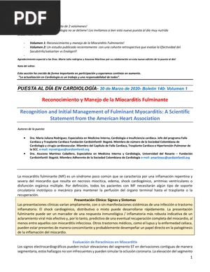 Reconocimiento y Manejo de la Miocarditis Fulminante (Articulo)