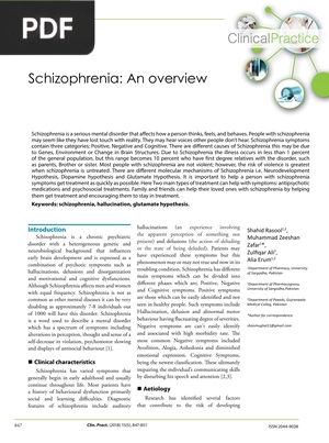 Schizophrenia: An overview (Inglés) (Artículo)