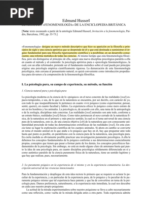 Articulo Fenomenologia de La Enciclopedia Britanica