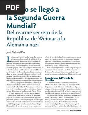 ¿Cómo se llegó a la Segunda Guerra Mundial? Del rearme secreto de la República de Weimar a la Alemania nazi