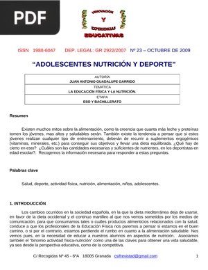 Adolescentes nutrición y deporte