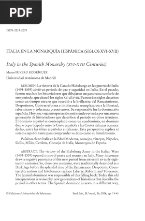 Italia en la monarquía hispánica (siglos xvi-xvii)