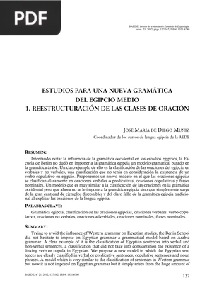 Estudios para una nueva gramática del egipcio medio