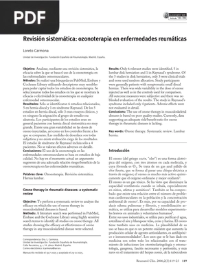 Revisión sistemática: ozonoterapia en enfermedades reumáticas (Articulo)