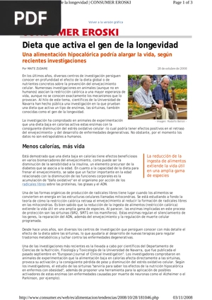 Dieta que activa el gen de la longevidad (Articulo)