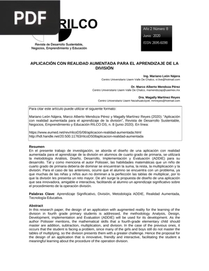 Aplicación con realidad aumentada para el aprendizaje de la división