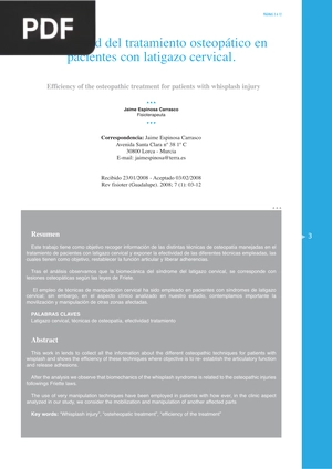 Efectividad del tratamiento osteopático en pacientes con latigazo cervical.