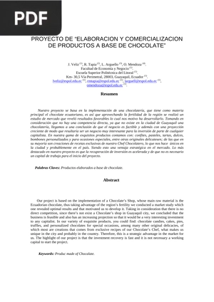 Elaboración y comercialización de productos a base de chocolate