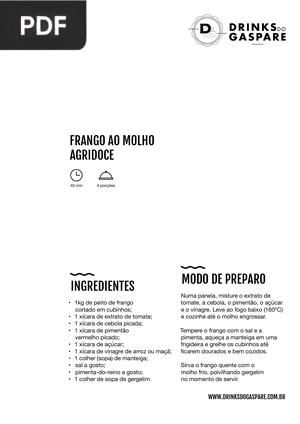 Frango ao molho agridoce (Portugués) (Artículo)