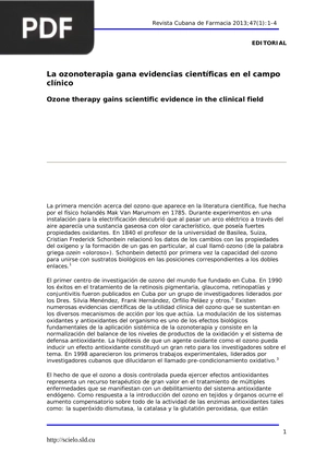 La ozonoterapia gana evidencias científicas en el campo clínico (Articulo)