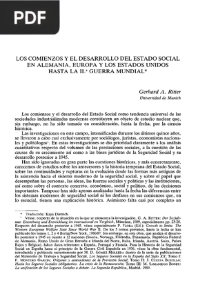 Los Comienzos y el Desarrollo del Estado Social en Alemania, Europa y los Estados Unidos hasta la II Guerra Mundial