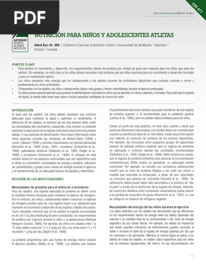 Nutrición para niños y adolescentes atletas (Articulo)