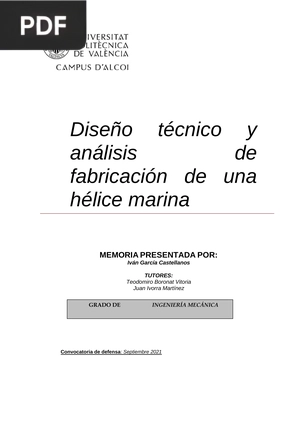 Diseño técnico y análisis de fabricación de una hélice marina