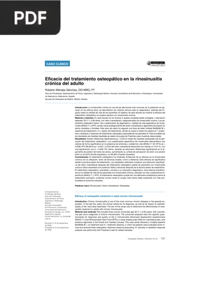 Eficacia del tratamiento osteopático en la rinosinusitis crónica del adulto