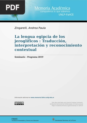 Lengua egipcia de los jeroglíficos : Traducción, interpretación y reconocimiento contextual (Articulo)