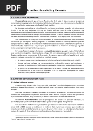 Los procesos de unificación en Italia y Alemania (Articulo)