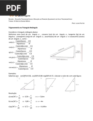 Trigonometria no Triangulo Retângulo (Portugués)