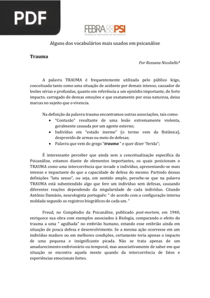 Alguns dos vocabulários mais usados em psicanálise (Portugués) (Artículo)