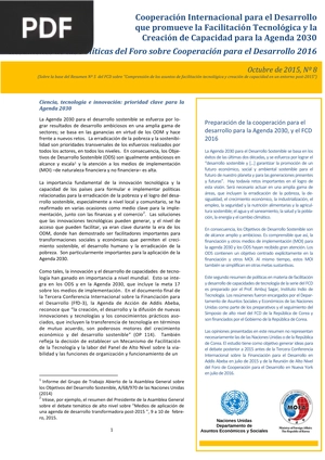 Cooperación Internacional para el Desarrollo que promueve la Facilitación Tecnológica y la Creación de Capacidad para la Agenda 2030