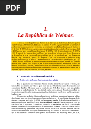 La República de Weimar.