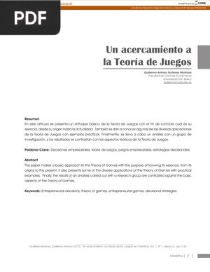 Un acercamiento a la Teoría de Juegos