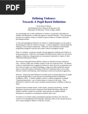 Defining Violence: Towards A Pupil Based Definition (Inglés) (Artículo)