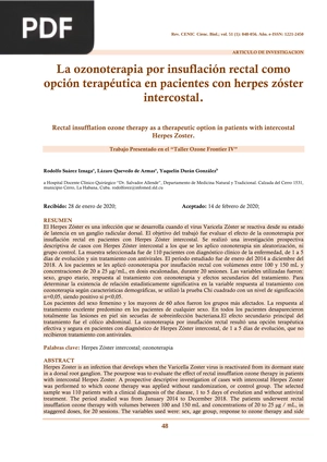 La ozonoterapia por insuflación rectal