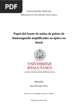 Papel del frente de ondas de pulsos de femtosegundo amplificados en óptica no lineal